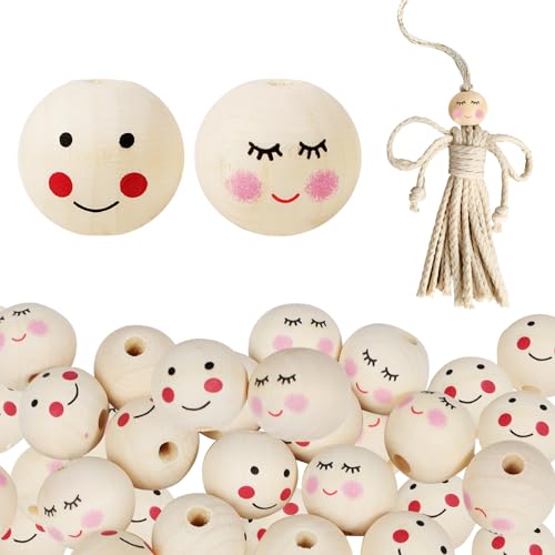 40 Stück 2 Muster Lächeln Gesicht Holzperlen mit Gesicht 20mm Rund Kreative Holz Perlen Natur DIY Handwerk Holzkugeln Naturholzperlen für Kinder Glückswürmchen Sorgenwürmchen zubehör 40 Stück 2 Muster Lächeln Gesicht Holzperlen mit Gesicht 20mm Rund Kreative Holz Perlen Natur DIY Handwerk Holzkugeln Naturholzperlen für Kinder Glückswürmchen Sorgenwürmchen zubehör von GEBETTER