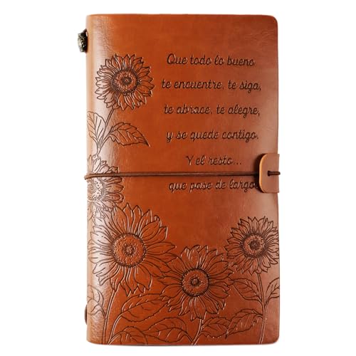 GEBETTER Spanisch A6 Notizbuch 68 Blatt/136 Seiten PU Notizblock Kunstleder Tagebuch Planner Vintage Journal Reisenotizbuch Geschenke Reisetagebuch für Arbeiten Leben und Reisen von GEBETTER
