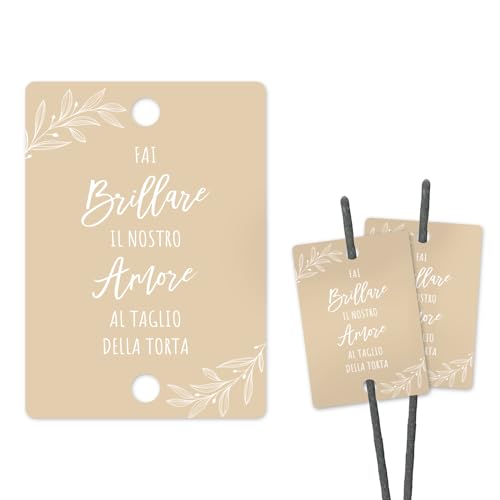 Italienisch 100 Stück Hochzeit Schilder für Wunderkerzen Leuchtstäbe Etiketten Knicklichter Hochzeitsschilder Tischdeko für Hochzeitsdeko Hochzeit Party Zubehör Gastgeschenk (100* Braun) von GEBETTER