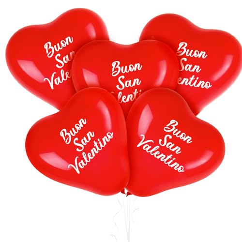 Italienisch 15 * 10 Zoll Rot Latex Luftballons + 2* Bänder Ballons Deko Hintergrund Themen Partyballon Dekorationen für Hochzeit Valentinstag VerlobungThema Party von GEBETTER