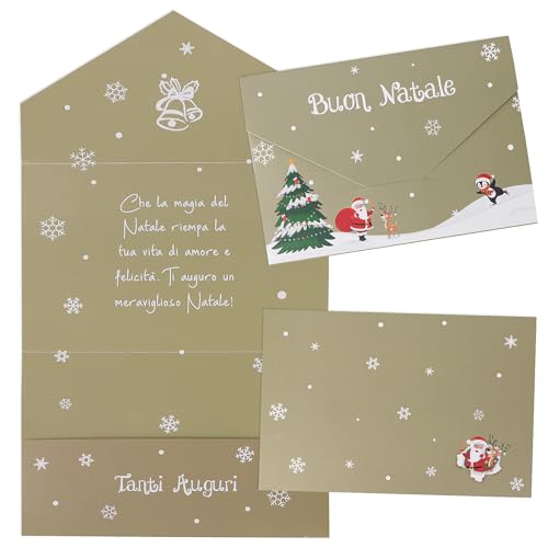 Italienisch 2 Stück Weihnachtskarten mit Umschlag 11 * 16 cm für Weihnachten Karten Klappkarten Grußkarten für Frohe Weihnachten personalisiert Italienisch 2 Stück Weihnachtskarten mit Umschlag 11 * 16 cm für Weihnachten Karten Klappkarten Grußkarten für Frohe Weihnachten personalisiert von GEBETTER