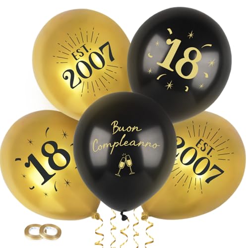 Italienisch 24 Stück Luftballons Buon Compleanno 12 Zoll mit Ballonband Deko Ballons Helium Geburtstag Dekoballons für Birthday Balloons Dekoration (18. Geburtstag) von GEBETTER