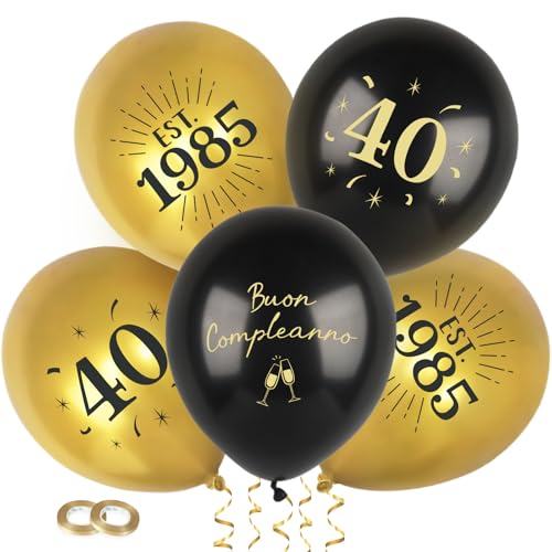 Italienisch 24 Stück Luftballons Buon Compleanno 12 Zoll mit Ballonband Deko Ballons Helium Geburtstag Dekoballons für Birthday Balloons Dekoration (40. Geburtstag) von GEBETTER