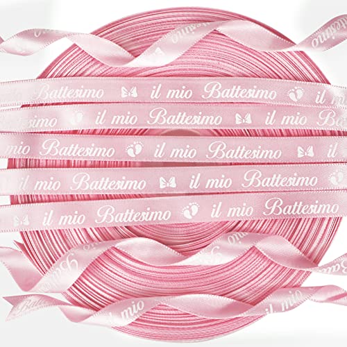 Italienisch 50 yard x 10 mm Satinband il mio Battesimo glänzendes Geschenkband Schleifenband zum Dekorationen Band Basteln zum Einpacken besonderer Geschenke Dekoband Taufen für Junge Mädchen (Rosa) Italienisch 50 yard x 10 mm Satinband il mio Battesimo glänzendes Geschenkband Schleifenband zum Dekorationen Band Basteln zum Einpacken besonderer Geschenke Dekoband Taufen für Junge Mädchen (Rosa) von GEBETTER