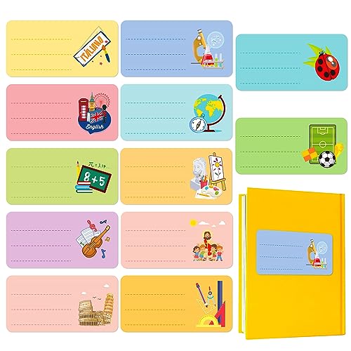 Italienisch 96 Stück Schulfach Etiketten Selbstklebend Schule Kinder Aufkleber zum Beschriften Klebeetiketten Ordnerrücken Bunt Buchetiketten Klebeschilder Sticker für Bücher Boxen Flasche von GEBETTER