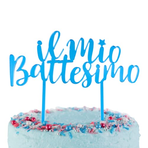 Italienisch Il Mio Battesimo Kuchendekoration Taufe Tortendeko Cake Topper Tortenaufsätze Geschenke Tortentopper für Kommunion Erstkommunion Konfirmation Party deko (Blau) von GEBETTER