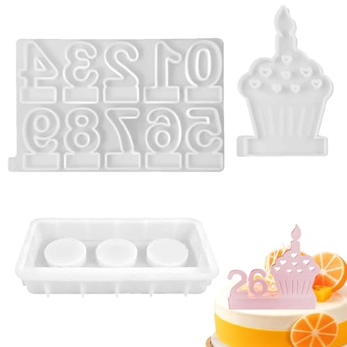 GEDOX Kuchenformen mit Zahlen, Harzform mit Zahlen, Kerzenhalter, Silikonform für Kerzenständer, Silikonform für Kerzenständer, Gießform mit Sockel, Kerzenhalter (3) von GEDOX