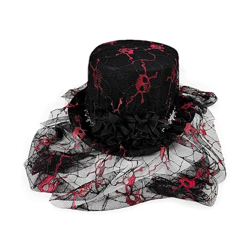 Halloween-Kopfschmuck aus Netzstoff mit Totenkopf | Gothic-Hut | Kopfschmuck aus Mesh für Damen Halloween | saisonale Dekoration für drinnen und draußen von GEDOX