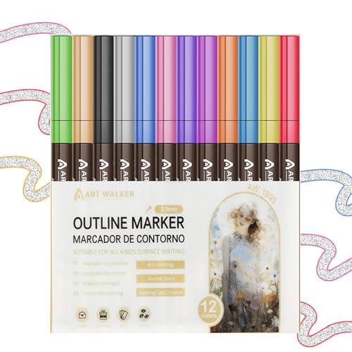 Konturmarker, Glitzer-Marker, Glitzer-Zeichenstifte, Konturenmarker, Textmarker für Kinder, Glitzerstifte, Textmarker mit von GEDOX