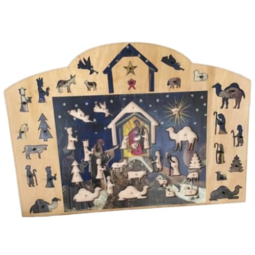 Puzzle Adventskalender 2024 Geburt - Krippenpuzzle Adventspuzzle | Religiöses Puzzle Jesus Christian Countdown Puzzles - Glückliches Familienspielzeug aus Holz für von GEDOX