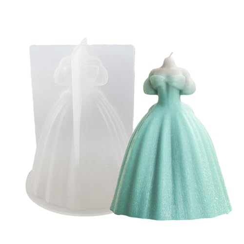 Silikonform für Hochzeitskerzen, Prinzessinnenkleid, Aromatherapie-Kerzen, Formen für Hochzeitskuchen, Fondant, Kekse, Zucker, Schokolade, harte Süßigkeiten, Dessert von GEDOX