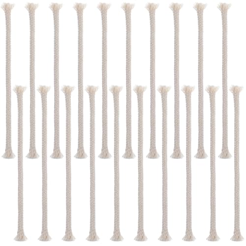 AOZUO 20 Stück 6mm Docht für Öllampen Ersatzdocht, Baumwolldochte für Öllampen, Kerzendocht Cotton Candle Wick für die Kerzenherstellung Candle DIY, Alkoholkerzenbrenner, Petroleumlampe von GEEHUA