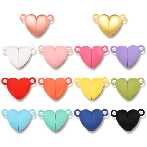 GEEGA 14 Paar herzförmige Magnetverschlüsse für Schmuck, magnetische Halskettenverschlüsse farbige Freundschaftsarmbänder Halsketten magnetischer Sollbruchverschluss für die Armbandherstellung GEEGA 14 Paar herzförmige Magnetverschlüsse für Schmuck, magnetische Halskettenverschlüsse farbige Freundschaftsarmbänder Halsketten magnetischer Sollbruchverschluss für die Armbandherstellung von GEEHUA