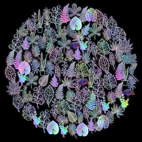 GEEHUA 100 Stück holografische Glitzer Aufkleber, lasertransparente Scrapbook Aufkleber verschiedene Pflanzen Schmetterlinge Muster Abziehbilder wasserfest dekorative Aufkleb(Schmetterling) von GEEHUA