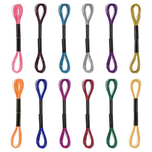GEEHUA 12 Stränge Mehrfarbiges Stickgarn Set, Glänzendes Metallisches Stickgarn, Kreuzstich Polyestergarn Für Freundschaftsarmbänder, Bastelgarn, Handarbeit, Armbänder Knüpfen GEEHUA 12 Stränge Mehrfarbiges Stickgarn Set, Glänzendes Metallisches Stickgarn, Kreuzstich Polyestergarn Für Freundschaftsarmbänder, Bastelgarn, Handarbeit, Armbänder Knüpfen von GEEHUA