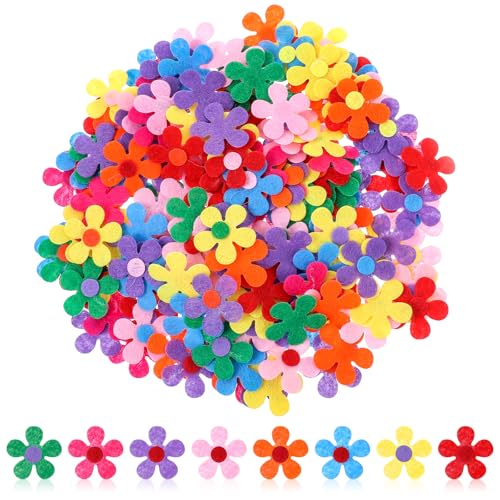 GEEHUA 150 Stück (2,6 cm) Filzblumen, Filzblumenstoff Filzaufnäher Nähapplikationen Blumenverzierungen Filzblumen gepolsterter Stoff für Kleidung Hüte Basteln von GEEHUA