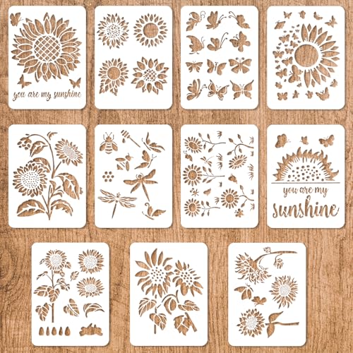 GEEHUA Große Sonnenblumen-Schablonen, 27,9 x 21,1 cm, wiederverwendbare Malschablonen, Blumenmalerei-Vorlagen, Blumen-Zeichen-Vorlagen für Bastelarbeiten, Leinwand, Möbel, Wand, Zeichnen GEEHUA Große Sonnenblumen-Schablonen, 27,9 x 21,1 cm, wiederverwendbare Malschablonen, Blumenmalerei-Vorlagen, Blumen-Zeichen-Vorlagen für Bastelarbeiten, Leinwand, Möbel, Wand, Zeichnen von GEEHUA