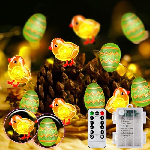 3M Osterdeko LED Lichterkette, Ostern Lichterkette Batterie Timer- 30er Küken-Ostereier Micro Lichterkette mit 8 Modi, Warmweiß Ostern Lichterkette Innen außen für Tischdeko Ostern,Balkon,Garten 3M Osterdeko LED Lichterkette, Ostern Lichterkette Batterie Timer- 30er Küken-Ostereier Micro Lichterkette mit 8 Modi, Warmweiß Ostern Lichterkette Innen außen für Tischdeko Ostern,Balkon,Garten von GEEKEO