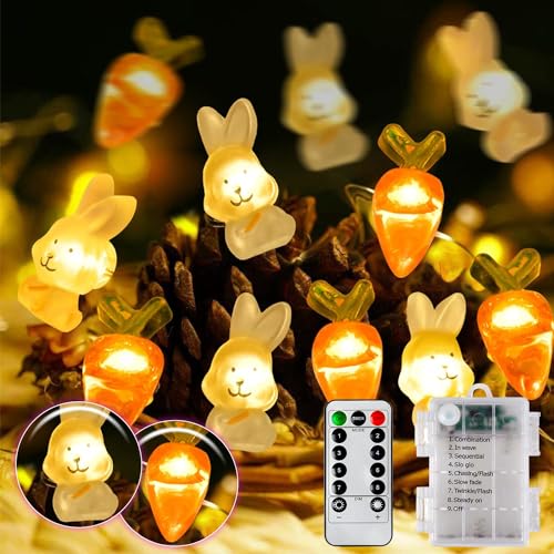 GEEKEO 3M 30er LED Osterdeko Lichterkette, Ostern Lichterkette Batterie Timer- Hasen-Karotten Micro Lichterkette mit 8 Modi, Lichterkette Innen Batteriebetrieb für Tischdeko Ostern,Balkon,Garten GEEKEO 3M 30er LED Osterdeko Lichterkette, Ostern Lichterkette Batterie Timer- Hasen-Karotten Micro Lichterkette mit 8 Modi, Lichterkette Innen Batteriebetrieb für Tischdeko Ostern,Balkon,Garten von GEEKEO