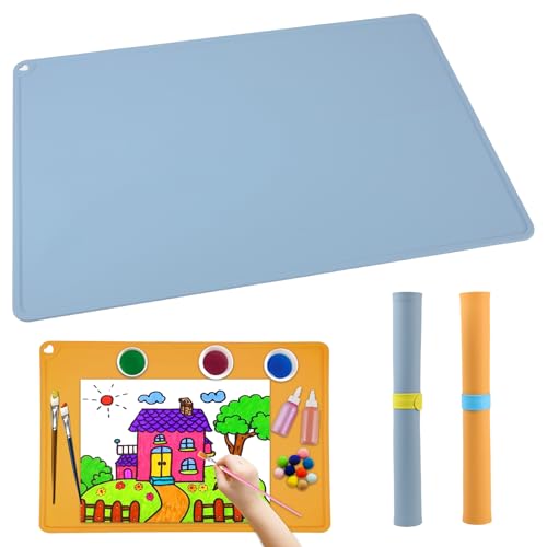GEEKHOM 2 Stück Malunterlage für Kinder 60x40cm - A2 Silikon Bastelunterlage Groß Silikonmatte für Malen, Harz, Sand Art - Antihaft & Waschbar, Schreibtischunterlage mit Erhöhten Kanten (Gelb + Blau) GEEKHOM 2 Stück Malunterlage für Kinder 60x40cm - A2 Silikon Bastelunterlage Groß Silikonmatte für Malen, Harz, Sand Art - Antihaft & Waschbar, Schreibtischunterlage mit Erhöhten Kanten (Gelb + Blau) von GEEKHOM