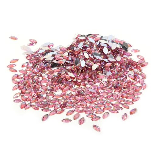 Strasssteine ​​für das Verege, 500pcs 7 * 15 Mm Kristall Acryl Flacher Rücken Pferdesaugenform Dekor Hotfix Ressensteine ​​Ressensteine ​​Kleidungszubehör für Kleidung Telefon (Hell-Pink) von GEERYZHE
