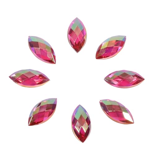 Strasssteine ​​für das Verege, 500pcs 7 * 15 Mm Kristall Acryl Flacher Rücken Pferdesaugenform Dekor Hotfix Ressensteine ​​Ressensteine ​​Kleidungszubehör für Kleidung Telefon (Rosenrot) von GEERYZHE