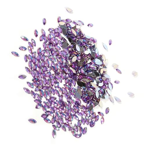 Strasssteine ​​für das Verege, 500pcs 7 * 15 Mm Kristall Acryl Flacher Rücken Pferdesaugenform Dekor Hotfix Ressensteine ​​Ressensteine ​​Kleidungszubehör für Kleidung Telefon (helles Lila) von GEERYZHE