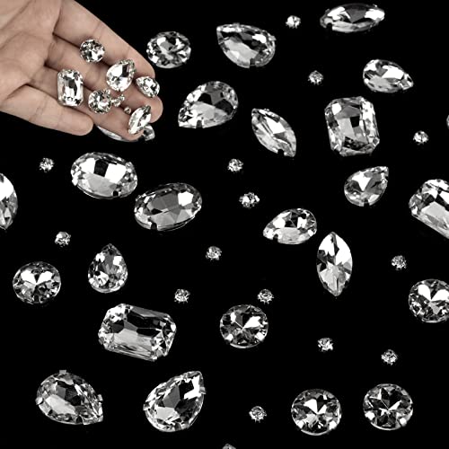 186 Pcs Strasssteine zum Aufnähen Schmucksteine Diamant Glas Kristall Strass Strasssteine Kleidung Strasssteine Kleidung Handgenähtes Diamant-Zubehör für DIY-Kleidung Brautschuhe Zubehör(Weiß) von GEFIRE