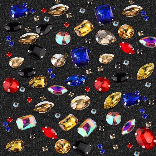 186 Stück Strasssteine Zum Aufnähen, Schmucksteine Diamant, Glas Kristall Strass Strasssteine Kleidung Deko Diamanten Handgenähtes Diamant-Zubehör für DIY-Kleidung Brautschuhe Zubehör (Farbmischung) von GEFIRE