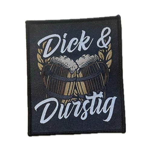 Dick & Durstig Aufnäher/Patch | Aufbügler passend für Böhse Onkelz Fans, Flicken Rocker Bügelbild Deutschrock Bügelflicken Biker Männer Geschenk (Dick (8x10cm)) von GEHASST VERDAMMT VERGÖTTERT