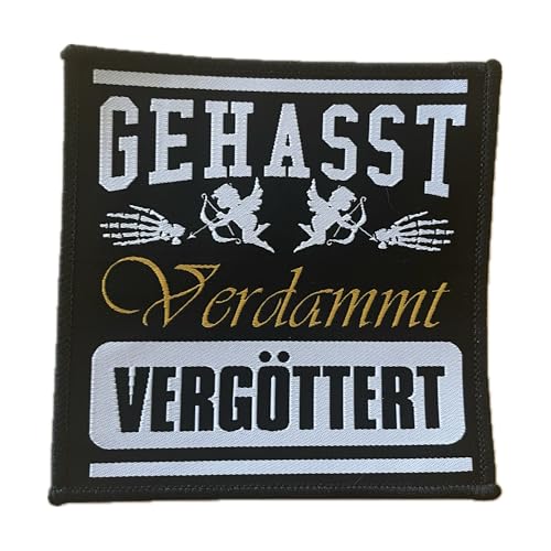 Gehasst Verdammt Vergöttert Aufnäher/Patch | Aufbügler passend für Böhse Onkelz Fans, Flicken Rocker Bügelbild Deutschrock Bügelflicken Biker (GVV 1 (10x10 cm)*) von GEHASST VERDAMMT VERGÖTTERT
