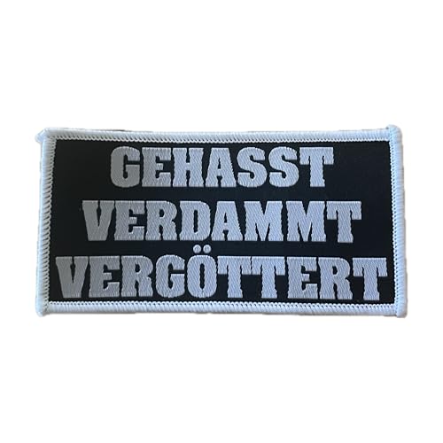 Gehasst Verdammt Vergöttert Aufnäher/Patch | Aufbügler passend für Böhse Onkelz Fans, Flicken Rocker Bügelbild Deutschrock Bügelflicken Biker (GVV 4 (10x5cm)) von GEHASST VERDAMMT VERGÖTTERT