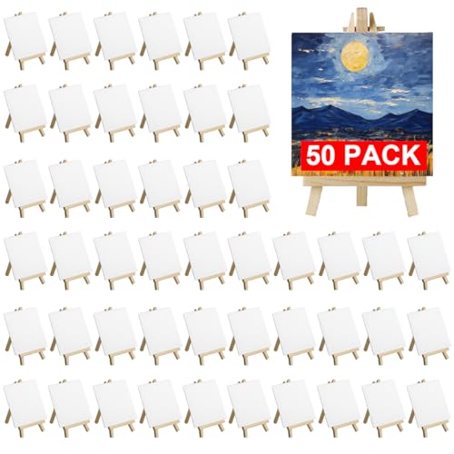 Mini-Leinwand und Staffelei-Set, Großpackung, 10,2 x 10,2 cm, kleine Leinwände mit Mini-Staffeleien zum Malen, Kunstmalen, Partys, Zubehör, Holzstaffelei mit Leinwandpaneelen, Set für Kinder, Schule Mini-Leinwand und Staffelei-Set, Großpackung, 10,2 x 10,2 cm, kleine Leinwände mit Mini-Staffeleien zum Malen, Kunstmalen, Partys, Zubehör, Holzstaffelei mit Leinwandpaneelen, Set für Kinder, Schule von GEHUIZER