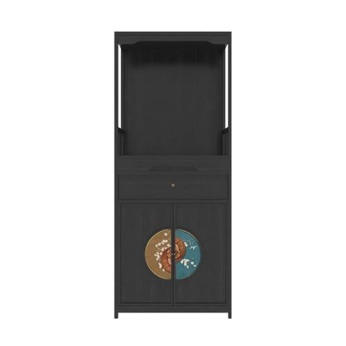 GEK208130 Altartisch Buddha Neuer chinesischer Stil mit Lackmalerei, Reichtumsopfertisch, vertikaler Buddha-Schreinschrank for Zuhause Altarschrank(Schwarz) von GEK208130
