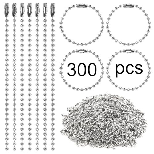 300 Stück 9,9 cm Kugelketten, Schlüsselanhänger, Kugelkette, Kugelkette, Perlenkette, Verbindungsketten für Schlüsselanhänger, Erkennungsmarke, Schlüsselanhänger, Glieder, versilbertes vernickeltes 300 Stück 9,9 cm Kugelketten, Schlüsselanhänger, Kugelkette, Kugelkette, Perlenkette, Verbindungsketten für Schlüsselanhänger, Erkennungsmarke, Schlüsselanhänger, Glieder, versilbertes vernickeltes von GEKIXUTP