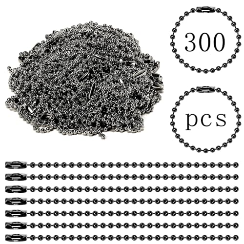 300 Stück schwarze Kugelketten, Metallperlenketten, Schlüsselanhänger-Ketten, schwarz vernickeltes Metall, 9,9 cm lang, 2,4 mm Kugelketten, zum Aufhängen von Weihnachtsdekoration 300 Stück schwarze Kugelketten, Metallperlenketten, Schlüsselanhänger-Ketten, schwarz vernickeltes Metall, 9,9 cm lang, 2,4 mm Kugelketten, zum Aufhängen von Weihnachtsdekoration von GEKIXUTP
