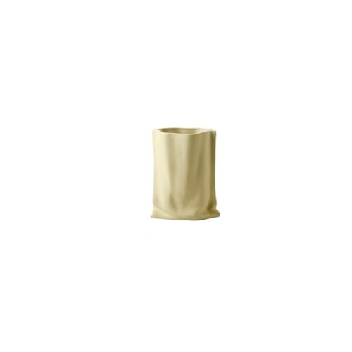 GELASIGE Blumenvase Nordic Creme Stil Wohnzimmer Esstisch Papiertüte Keramik Blumenarrangement Vase Dekoration Vasen für Tischdekorationen(B) von GELASIGE