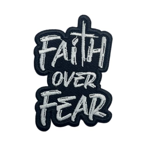 Aufnäher "Faith Over Fear", 7,6 cm, zum Aufbügeln oder Aufnähen, bestickt, religiöse Stickerei-Aufnäher für Kleidung, Rucksäcke, Hüte, motivierend, bestickt, christliches DIY-Zubehör Aufnäher "Faith Over Fear", 7,6 cm, zum Aufbügeln oder Aufnähen, bestickt, religiöse Stickerei-Aufnäher für Kleidung, Rucksäcke, Hüte, motivierend, bestickt, christliches DIY-Zubehör von GELATUDU