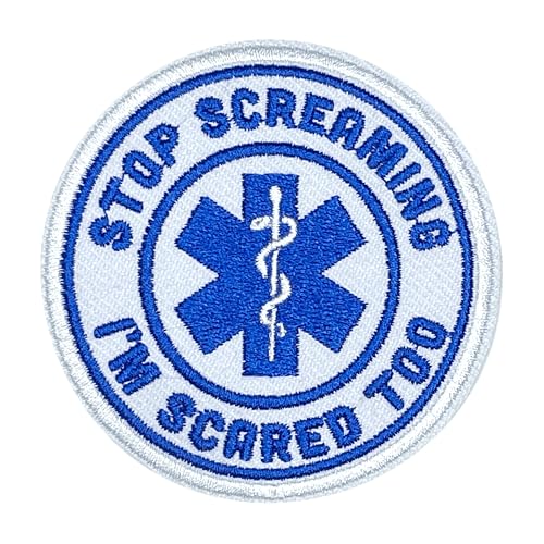 Aufnäher mit Aufschrift "Stop Scream I'm Scared Too", 7,6 cm, zum Aufbügeln oder Aufnähen, bestickte Applikation, EMS EMT, Stickerei-Flicken für Kleidung, Rucksäcke, Hüte, Ersthelfer, Aufnäher mit Aufschrift "Stop Scream I'm Scared Too", 7,6 cm, zum Aufbügeln oder Aufnähen, bestickte Applikation, EMS EMT, Stickerei-Flicken für Kleidung, Rucksäcke, Hüte, Ersthelfer, von GELATUDU