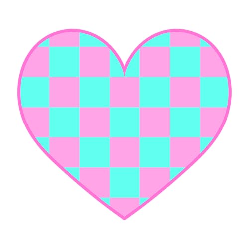 Karierter Herzaufnäher, 7,6 cm, lustig, niedlich, kariert, positive Inspiration, mädchenhafter Humor, zum Aufbügeln oder Aufnähen, Stickerei, Stoffapplikation für Trucker, Hut, Kleidung, Rucksack von GELATUDU