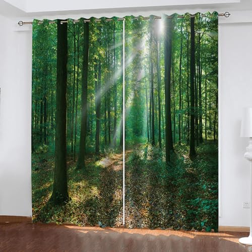 Blickdichte Gardinen Verdunkelungsvorhang Ösenvorhang 3D Gedruckt Curtain Grüner Wald 214cm lang 264cm Breite Polyester Geräuschreduzierung Vorhang Für Zimmer Büro Schlafzimmer Blickdichte Gardinen Verdunkelungsvorhang Ösenvorhang 3D Gedruckt Curtain Grüner Wald 214cm lang 264cm Breite Polyester Geräuschreduzierung Vorhang Für Zimmer Büro Schlafzimmer von GELOUT