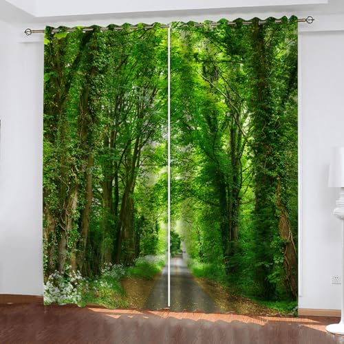 Blickdichte Gardinen Verdunkelungsvorhang Ösenvorhang 3D Gedruckt Curtain Grüner Wald 245cm lang 140cm Breite Polyester Geräuschreduzierung Vorhang Für Zimmer Büro Schlafzimmer Blickdichte Gardinen Verdunkelungsvorhang Ösenvorhang 3D Gedruckt Curtain Grüner Wald 245cm lang 140cm Breite Polyester Geräuschreduzierung Vorhang Für Zimmer Büro Schlafzimmer von GELOUT