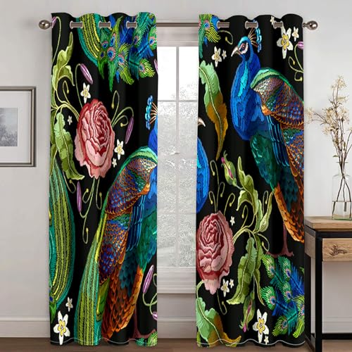 GELOUT Blickdichte Gardinen Verdunkelungsvorhang Ösenvorhang 3D Gedruckt Curtain Vintage Pfau 230cm lang 234cm Breite Polyester Geräuschreduzierung Vorhang Für Zimmer Büro Schlafzimmer GELOUT Blickdichte Gardinen Verdunkelungsvorhang Ösenvorhang 3D Gedruckt Curtain Vintage Pfau 230cm lang 234cm Breite Polyester Geräuschreduzierung Vorhang Für Zimmer Büro Schlafzimmer von GELOUT