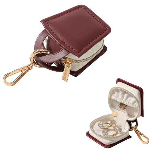GELVTIC Reise-Schmuckhalter, Schlüsselanhänger, Mini-Schmucketui, tragbare Kunstleder-Ring-Organizer-Box, Fitnessstudio, Sport, Ohrringe, Halskette, Ring, Aufbewahrung, Schmuckschatulle für Frauen GELVTIC Reise-Schmuckhalter, Schlüsselanhänger, Mini-Schmucketui, tragbare Kunstleder-Ring-Organizer-Box, Fitnessstudio, Sport, Ohrringe, Halskette, Ring, Aufbewahrung, Schmuckschatulle für Frauen von GELVTIC