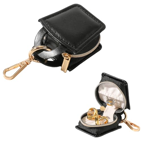GELVTIC Reise-Schmuckhalter, Schlüsselanhänger, Mini-Schmucketui, tragbare Kunstleder-Ring-Organizer-Box, Fitnessstudio, Sport, Ohrringe, Halskette, Ring, Aufbewahrung, Schmuckschatulle für Frauen GELVTIC Reise-Schmuckhalter, Schlüsselanhänger, Mini-Schmucketui, tragbare Kunstleder-Ring-Organizer-Box, Fitnessstudio, Sport, Ohrringe, Halskette, Ring, Aufbewahrung, Schmuckschatulle für Frauen von GELVTIC