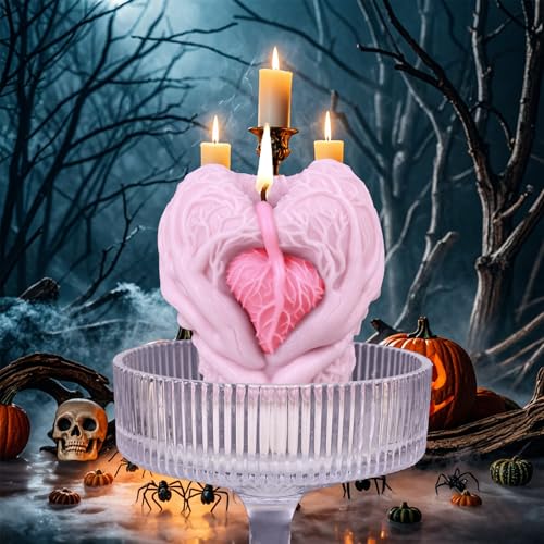 Halloween-Kerzenform, 3D-Herz-Hände, Silikonform, Gothic-Horror-Harz, Gießformen für Bastelarbeiten, Seife, Epoxidharz, Aromatherapie, Kerzen, Ton, Werkzeug, Partygeschenke von GELXGRIT