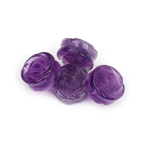 GEM-INSIDE, 12 Stück, handgeschnitzt, doppelseitig, 14 mm, Rosenblüte, natürlicher Stein, Amethyst, Quarz, Edelstein, Halbedelstein, Perlen für Schmuckherstellung von GEM-INSIDE CREATE YOUR OWN FASHION