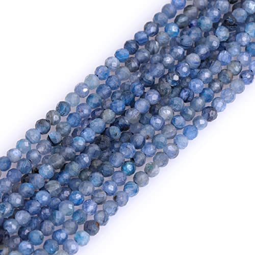 Gem-Inside 3 mm natürlicher blauer Kyanit-Quarz, echter Kristall, facettiert, Abstandshalter für Schmuckherstellung, Strang, 38,1 cm von GEM-INSIDE CREATE YOUR OWN FASHION