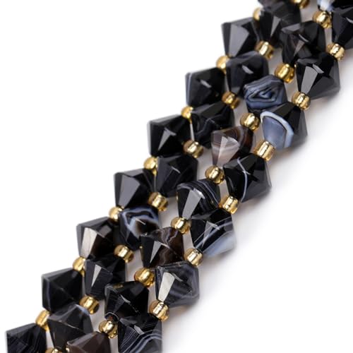 GEM-INSIDE 40 Stück AAA Grade facettierte Bipyramide Doppelkegel schwarz 8 mm natürlicher SardOnyx Onyx Achat Jaspis Stein Edelstein Charms Abstandshalter Perlen für Schmuckherstellung GEM-INSIDE 40 Stück AAA Grade facettierte Bipyramide Doppelkegel schwarz 8 mm natürlicher SardOnyx Onyx Achat Jaspis Stein Edelstein Charms Abstandshalter Perlen für Schmuckherstellung von GEM-INSIDE CREATE YOUR OWN FASHION