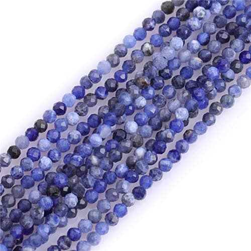 GEM-Inside 3 mm Naturstein Blau Sodalith Jaspis Facettiert Runde Spacer Kleine Perlen für Schmuckherstellung 38,1 cm von GEM-INSIDE CREATE YOUR OWN FASHION